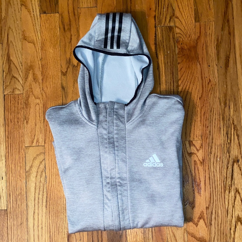 Adidas Men's Light Gray Zip-Up Sweater